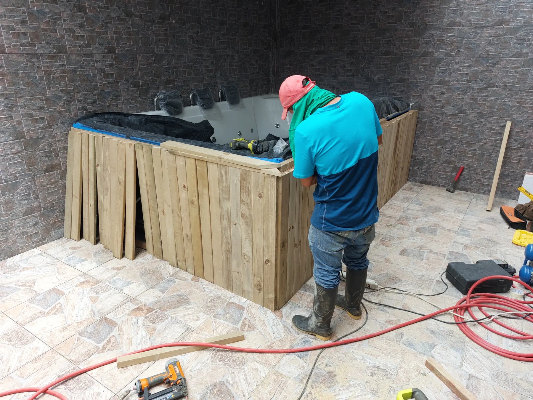 Spa before wood surround